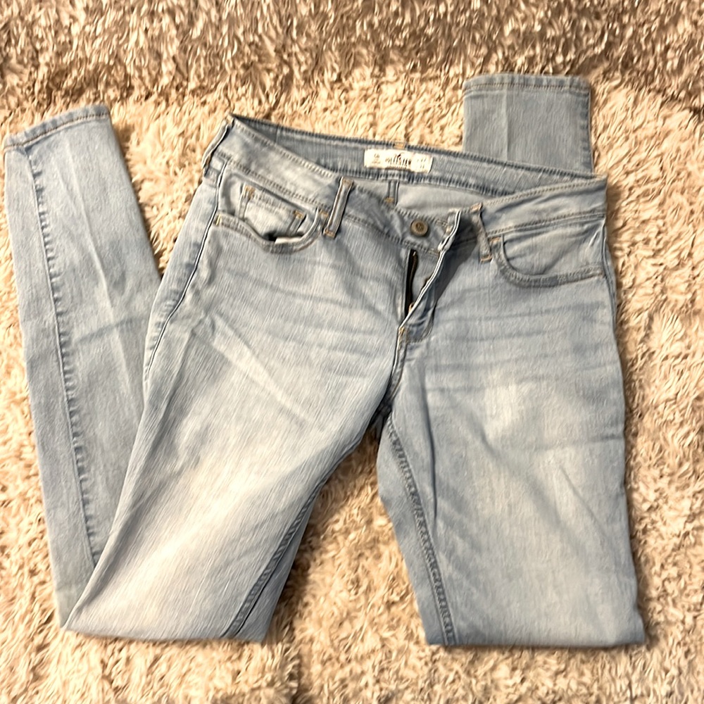 Hollister light wash, full length superstretch skinny jean jegging 5